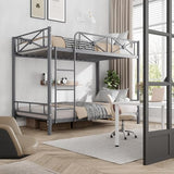 IDEALHOUSE Metal Bunk Bed Twin Over Twin, Modern Heavy Duty Bunkbeds with Safety Guard Rails & Space-Saving Design, Steel Twin Bunk Beds for School, Bedroom, Grey IDEALHOUSE