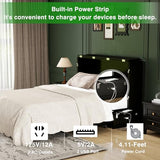 Keloyid Queen Murphy Bed Included Mattress：Wood Murphy Bed Cabinet with USB Charging Station and Large Storage Drawer for Bedrooms/Guest Rooms/Apartments, Black-13 Keloyid