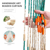 BECHAEO Beaded Curtain for Doorway Handmade Bamboo Wooden Door Beads Hanging Room Divider Hippie Curtain for Hallway Window Boho Rustic Home Store Decor, 35.5 x 75 Inches Green BECHAEO