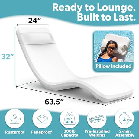 GoSports Coast Modern in Pool Lounge Chair - Waterproof & Weighted Chaise Lounger - Outdoor Pool Furniture for Patio or in Baja Shelf GoSports