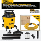 DEWALT 12 Gallon STEALTHSONIC Ultra Quiet Poly Wet Dry Vacuum, DXV12P-QTA Newest Noise Reduction Vac, 5.5 Peak HP Shop Vacuum for Jobsite/Workshop, Reduce Motor Noise, Yellow DEWALT