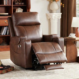 Eiayeebil Triple Motor Power Lift Recliner Chair with Adjustable Lumbar Support, Lay Flat Recliner for Elderly, Breathable Brown Leather Recliner, Lift Chair Massage & Heating, USB Ports, Cup Holders Eiayeebil