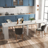 HOMBIX Expandable Dining Table, Transformer Console to Dining Table for 12, Folding Space Saving Dining Room Table with Elegant Marble Top, Marble White HOMBIX