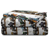 Jay Franco Kids Sheet Set with Fitted, Flat Sheets & Pillow Cover - Ultra-Soft Bedding with Pillowcase for Room Decor, Multi - Monster Jam, 4 Piece Queen Jay Franco