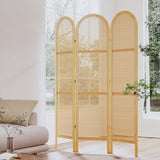 Svimi Room Dividers and Folding Privacy Screens, Pine Wood 5.6 Ft Double Hinged Rattan Partition Freestanding Wall Room Divider for Home - 3 Panels (Natural) Svimi