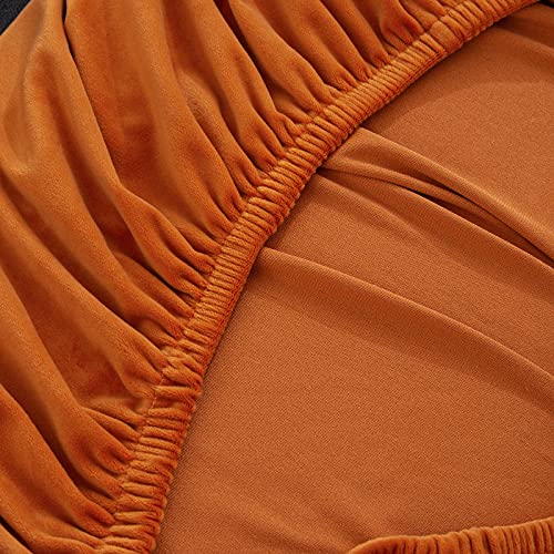 Armless Sofa Bed Cover Futon Slipcover Velvet Stretch Spandex Folding Sofa Couch Non-Armrest Furniture Protector (Velvet Orange) MIFXIN
