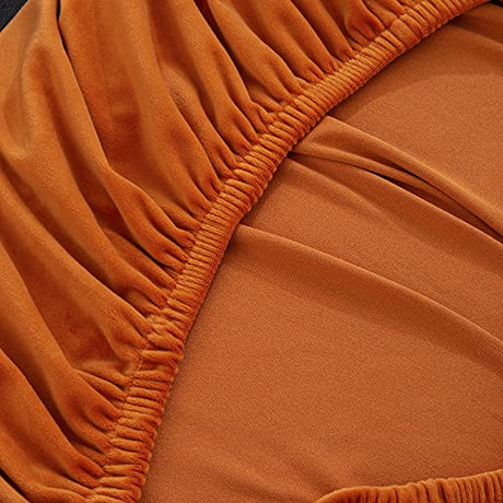 Armless Sofa Bed Cover Futon Slipcover Velvet Stretch Spandex Folding Sofa Couch Non-Armrest Furniture Protector (Velvet Orange) MIFXIN