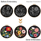 Louise Maelys 3 Sets Flowers Embroidery Kits for Beginners,Cross Stitch Kit for Adults,Crewel Starters Needlepoint with Floral Pattern,Hoop,Threads and Instruction