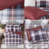 Madison Park Essentials Parkston Plaid Comforter, Matching Sham, 3M Scotchguard Stain Release Cover, Hypoallergenic All Season Bedding-Set, Full/Queen, Red, 3 Piece Madison Park