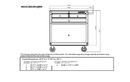 Husky 36 in. 3-Drawer Rolling Tool Cart with Wood Top, Black - WoodArtSupply