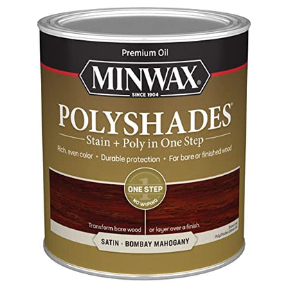 Minwax PolyShades Wood Stain + Polyurethane Finish – Quart, Bombay Mahogany, Satin - WoodArtSupply