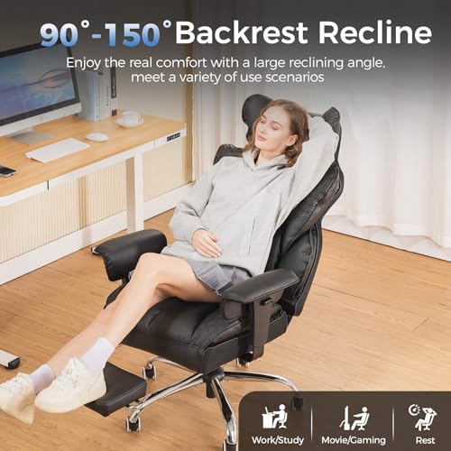 GTRACING Big and Tall Gaming Chair 400lbs Heavy Duty Office Chair with Footrest, High Back Pocket Spring Lumbar Support, Ergonomic Wide Comfy Seated Cushion for Lower Back Pain Relief, Earth-Black GTRACING
