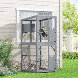 COZIWOW Catio Outdoor Cat Enclosure Window Access, Outdoor Cat House with Wheels, Cage for Cats Indoor COZIWOW