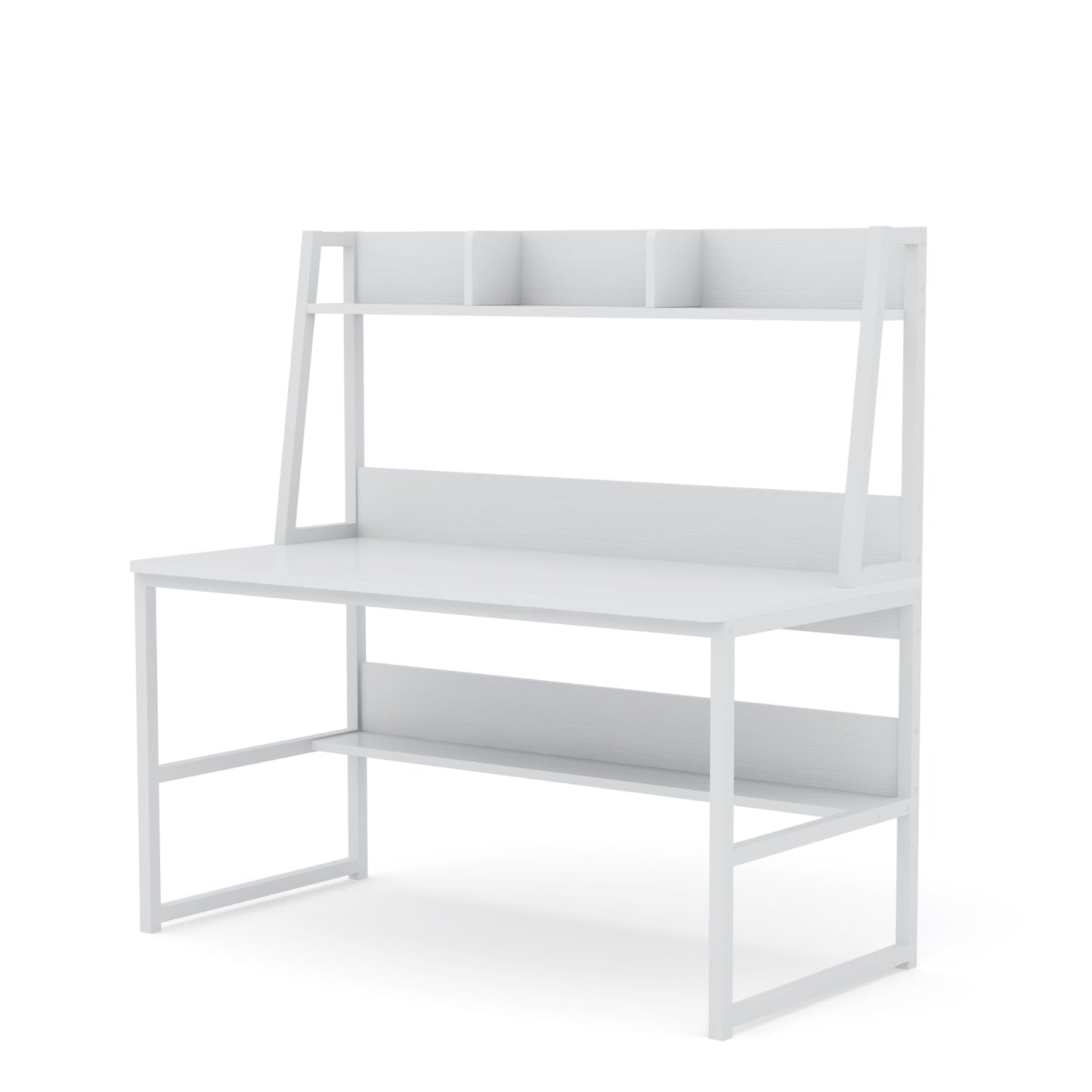 Tribesigns 47-Inch All White Computer Desk with Hutch and Bookshelf for Compact Home Office Spaces - WoodArtSupply