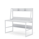 Tribesigns 47-Inch All White Computer Desk with Hutch and Bookshelf for Compact Home Office Spaces Tribesigns