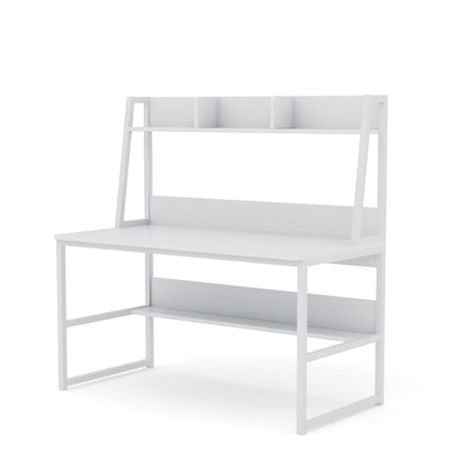 Tribesigns 47-Inch All White Computer Desk with Hutch and Bookshelf for Compact Home Office Spaces - WoodArtSupply