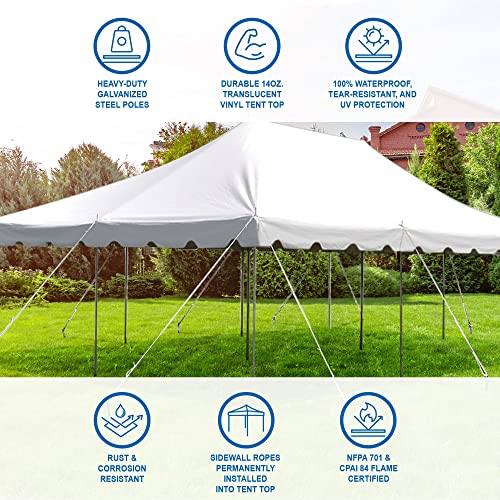 Party Tents Direct 20'x30' Canopy Tent, Weekender Canopy Pole Tent, Easy Up with Heavy Duty PVC White Top, 120 Person Capacity, Outdoor Canopies, Tents for Parties, Weddings & Events - WoodArtSupply