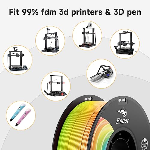 Official Creality PLA PRO (PLA+) Plus Filament Rainbow 1.75mm, Ender PLA + Rainbow Color Change 3D Printer Filament, 1kg Spool (2.2lbs), Dimensional Accuracy ±0.02mm. Fit Most 3D Printers - WoodArtSupply