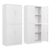 STANI Metal Storage Cabinet, Locking Steel Storage Cabinet with 4 Doors and 2 Adjustable Shelves, 71" Steel Lockable File Cabinet, Tall Steel Cabinet for Home Office,Garage,School (White) STANI