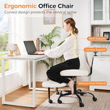 Cross Legged Office Chair, Ergonomic Criss Cross Chair with Wheels, 360° Swivel Height-Adjustable Meditation Chair for Yoga & ADHD, Wide Kneeling Chair with Strong Lumbar Support (White) BPY01W BEWISHOME