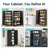 Metal Storage Cabinet with Doors and Shelves,Metal Pantry Cabinet,Black Craft Storage Cabinet,Ventilated Pantry Storage Cabinet,Tall Large Closet Cupboard for Home,Kitchen,Dining/Living/Laundry Room SISESOL
