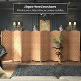 Red Lantern 4 ft. Short Diamond Weave Fiber Folding Screen - Natural - 8 Panel Red Lantern