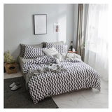 YUSIWOAL Black white Wave pattern Bedding Set Cotton Duvet Cover Set Twin Queen King Single Double Europe Family Size Bed Line,Summer Duvet Cover sets(C,King Size 4pcs) YUSIWOAL