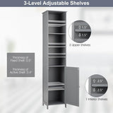 WATERJOY 72'' Grey Tall Storage Cabinet with Adjustable Shelves and Soft-Close Door WATERJOY