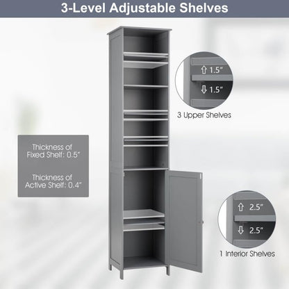 WATERJOY 72'' Grey Tall Storage Cabinet with Adjustable Shelves and Soft-Close Door - WoodArtSupply