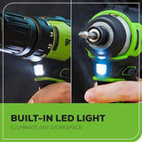 Greenworks 24V MAX Cordless Brushless Drill + Impact Combo Kit, (2) 2.0Ah Batteries, (1) Charger, and Bag Included Greenworks