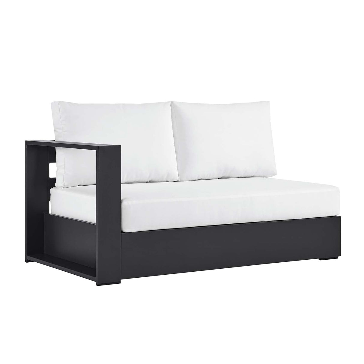 Modway Tahoe Aluminum Modular Left-Facing Outdoor Patio Loveseat in Gray White with Weather-Resistant Cushions, Couch for Garden Backyard, Poolside Modway