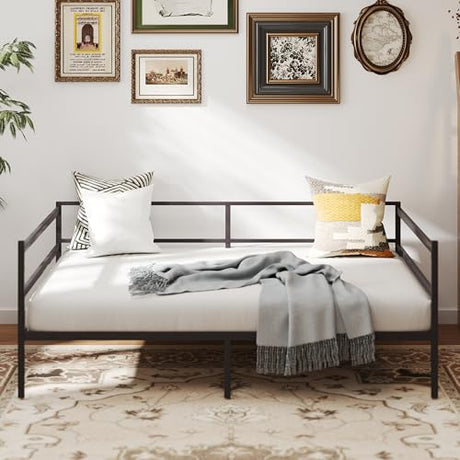 KOMFOTT Metal Daybed Frame Twin Size, Heavy-Duty Steel Slats Support Sofa Bed, Platform Mattress Foundation, Multifunctional Platform Bed Frame, Day Bed for Living Room & Guest Room KOMFOTT