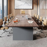 Nuipesn 95" Conference Table, Rectangular 44" Wide Boardroom Meeting Table for 8-10 People, 30" H, 1.65" Thick Top, Center Cable Management Grommet, Modern Office, Walnut & Gray Nuipesn