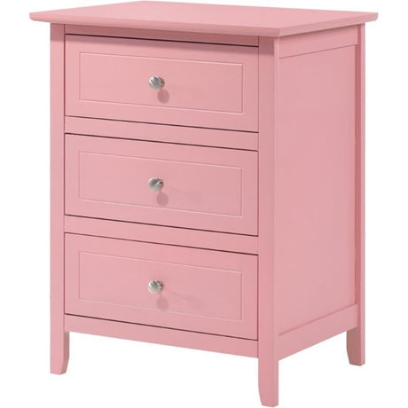 Glory Furniture Daniel 3 Drawer Nightstand in Pink Glory Furniture