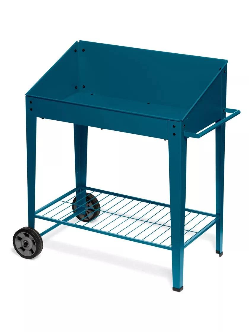 Gardener's Supply Company Demeter Metal Potting Bench with Wheels | Heavy Duty Outdoor Garden Work Table Workbench Workstation with Side Metal Sidewalls | Best for Seed Starter Planting & Transplants Gardener's Supply Company