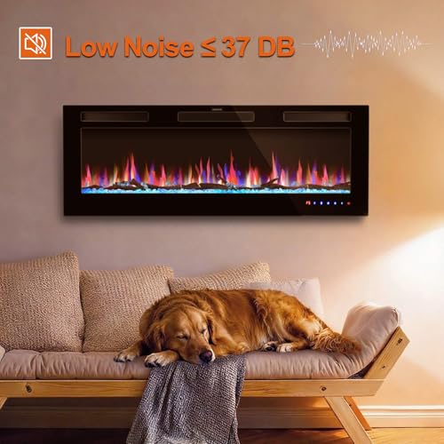 Jarka&Co 50" Electric Fireplace Insert-Wall Mounted Fireplace and Recessed Fireplace Electric with Remote Control, Timer, Low Noise, Multicolor Flames, 750 | 1500W Jarka&Co