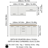 Madesa 4-Piece Garage and Utility Room Storage Cabinet Set 78 Inch with 33 Inch Base Cabinet and 31 Inch Slim Wall Cabinet Modular Storage Organization Unit - White Madesa