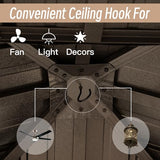 Domi Hardtop Gazebos 8x8FT, Aluminum Metal Gazebo with Galvanized Steel Double Roof Canopy, Curtain and Netting, Permanent Gazebo Pavilion for Patio, Backyard, Deck and Lawn, Brown domi outdoor living