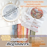 FONNUY Embroidery Kit for Beginners, Boho Nature Landscape Pre-Stamped Pattern Kits for Adults with Hoop, Easy to Follow Color Thread Needlework, 8'' Hoop (Mountain Stream)