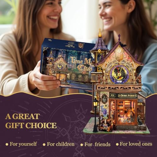 DIY Miniature House Kit, Book Nook Mini House Bookshelf Decor 3D Wooden Puzzle for Adults, Birthday Gift for Family, Friends - Time Magic Club