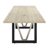 nbf signature series District 14' Conference Table Southern Walnut/Black Base | Industrial Design, Laminate Top, Cable Management, Grommet Covers, Solid Wood Frame nbf signature series
