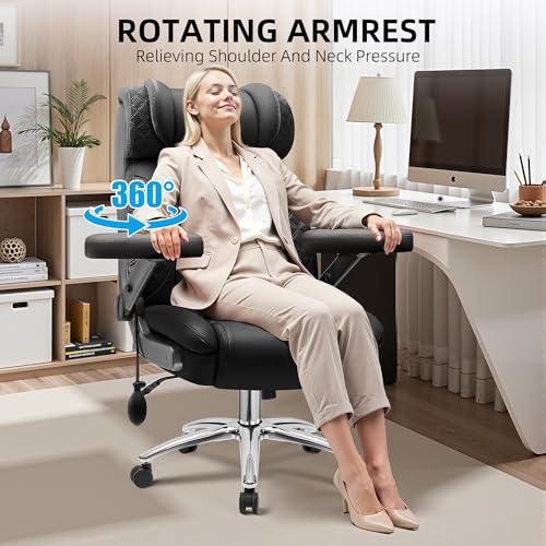 Office Chair Big and Tall, Desk Computer Chair for Heavy People, Oversized Executive Gaming Chair, Extra Wide 500LBS Ergonomic Comfy Office Chair with Adjustable Lumbar Support & 5D Flip Arms BestGlory