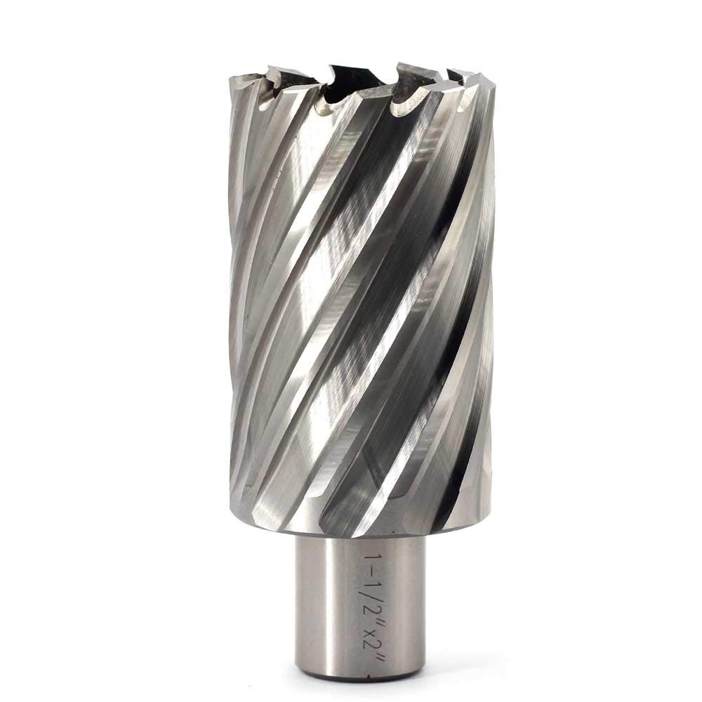 Annular Cutter JESTUOUS 3/4 Inch Weldon Shank 1-1/2 Cutting Diameter 2 Cutting Depth with Two-Flat HSS Kit for Magnetic Drill Press,1 Piece JESTUOUS