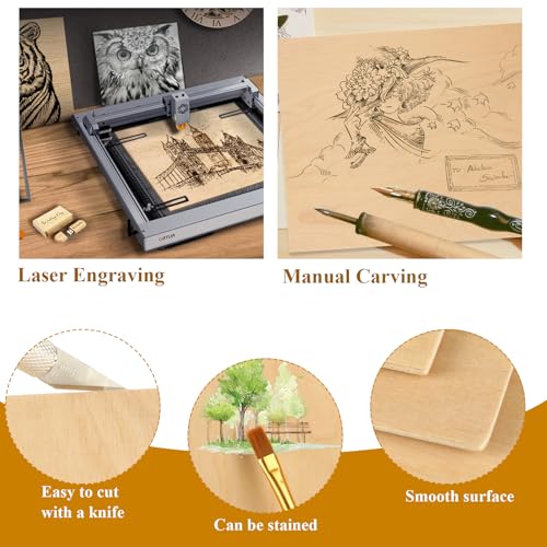 8 Pack Basswood Sheets for Crafts - 12 x 16 x 1/4 Inch 6mm Thin Plywood Sheets Unfinished Bass Wood Boards for Arts and Crafts, Painting, Pyrography, Wood Engraving, Wood Burning, Architectural Models ACXFOND