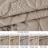 Cmfshape Floral Embroidery Quilt Set,3 Pieces Queen Quilt Bedding Set,Classic Diamond Pattern Quilts,Ultra Soft Lightweight Reversible Bedspread Coverlets for All Season(Taupe,90"x90") Cmfshape