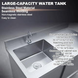 Kitchen Cabinet with Sink Laundry Sink with Cabinet Freestanding Utility Sink with Faucet Outdoor Stainless Steel Sink with Workbench and Storage Cabinet for Restaurant Laundry Room.(120x60x80cm) YHQYCGS