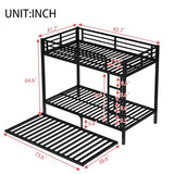 Harper & Bright Designs Twin XL Over Twin XL Metal Bunk Bed with Twin Size Trundle for Adults,Heavy Duty Twin XL Metal Bunk Bed Frame with Ladder and Guardlails,Black Harper & Bright Designs