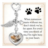 Japrex Pet Hair Keepsake, Pet Fur Memorial Keepsake with Angel Wing Paw Print Charm, Heart Glass Memory Locket for Dog Cat Fur, Pet Loss Remembrance Gift for Pet Lovers