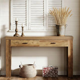 Tribesigns 63" Console Table, Farmhouse Entryway Table with 2 Drawers and H-Shaped Sturdy Legs for Hallway, Living Room, MDF, Light Brown Tribesigns