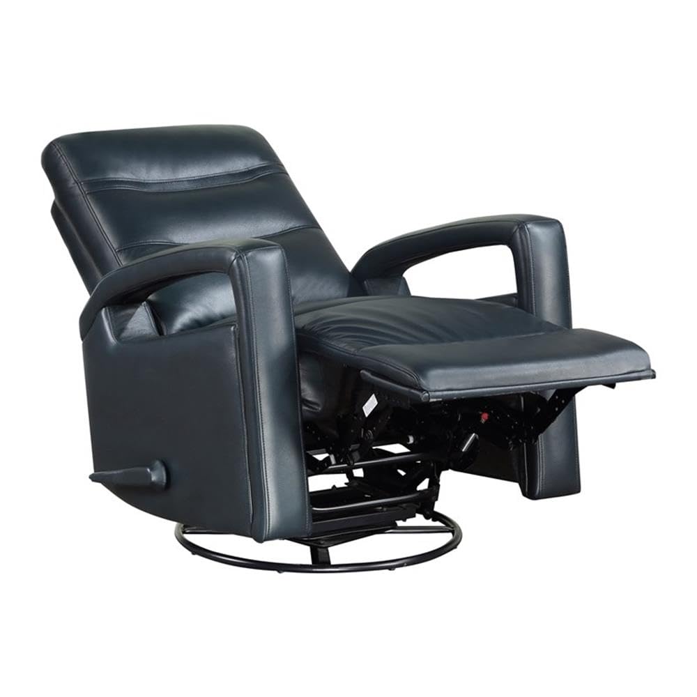 Lexicon Camden Faux Leather Swivel Glider Reclining Chair in Navy Blue Lexicon